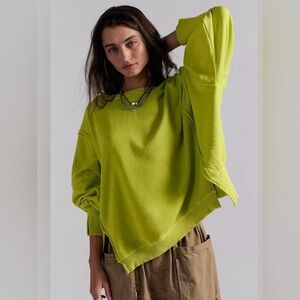 ▪️NWOT Free People Camden Sweatshirt in Acid Lime-M